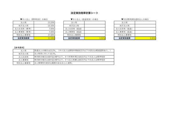 法定実効税率計算シート
