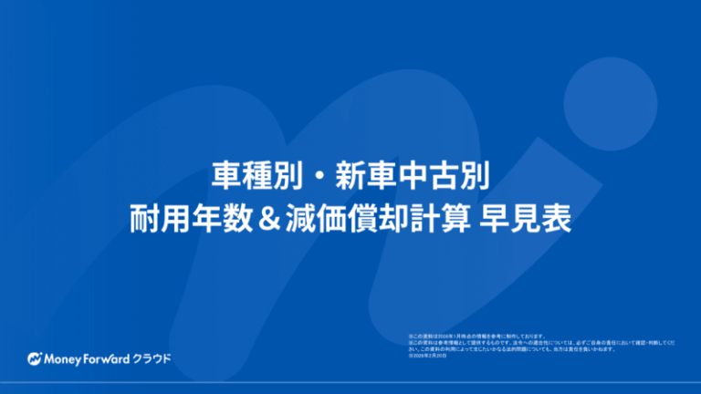 車種別・新車中古別 耐用年数＆減価償却計算 早見表