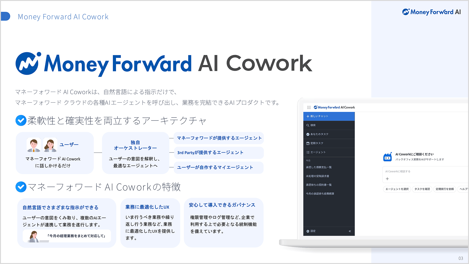 マネーフォワード AI Coworkの紹介スライド