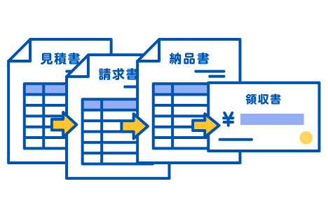 4種類の帳票にワンクリックで変換のイメージイラスト