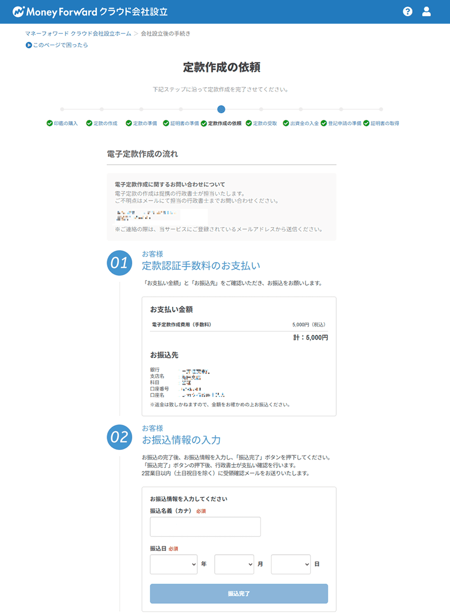 定款作成の依頼イメージ