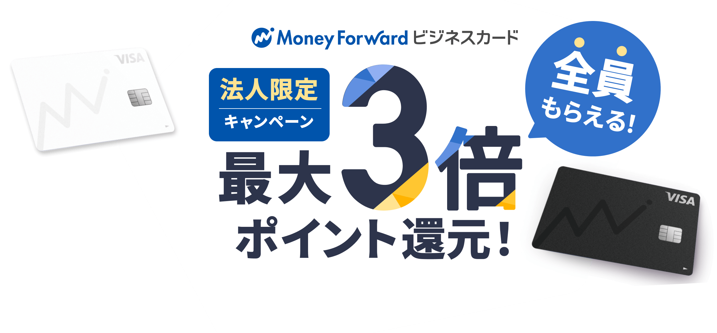 マネーフォワード ビジネスカード 法人限定キャンペーン 最大3倍ポイント還元！全員もらえる！