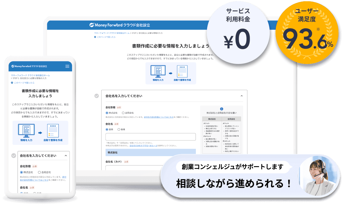 創業コンシェルジュがサポートします。相談しながら進められる！