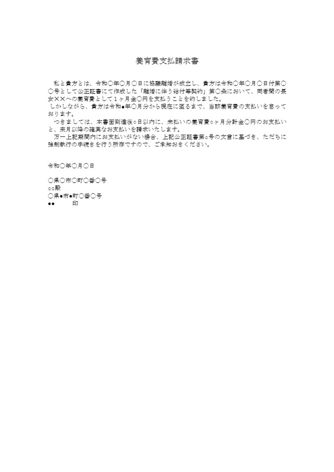 養育費の支払請求