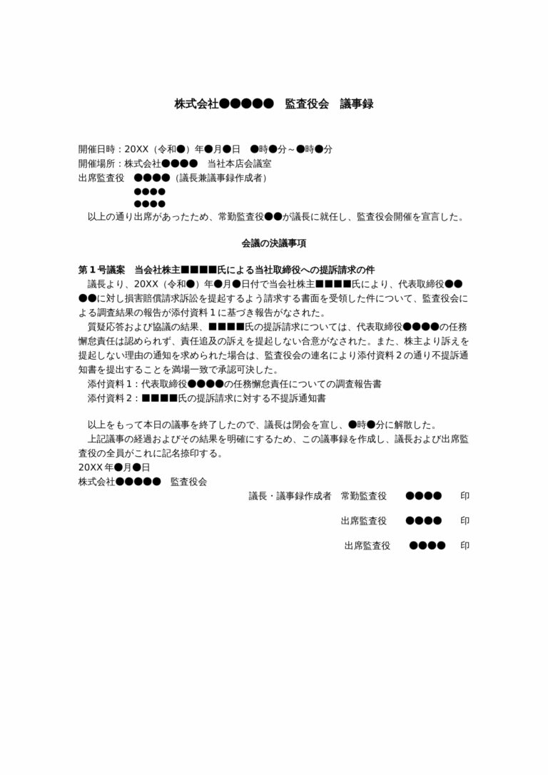 監査役会議事録