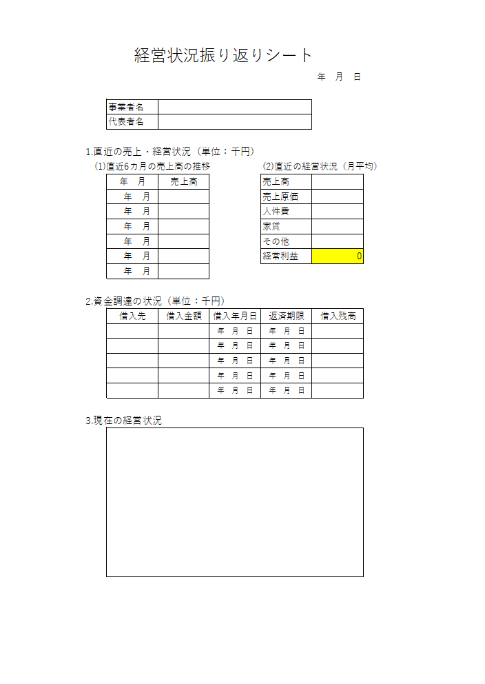 経営状況振り返りシート