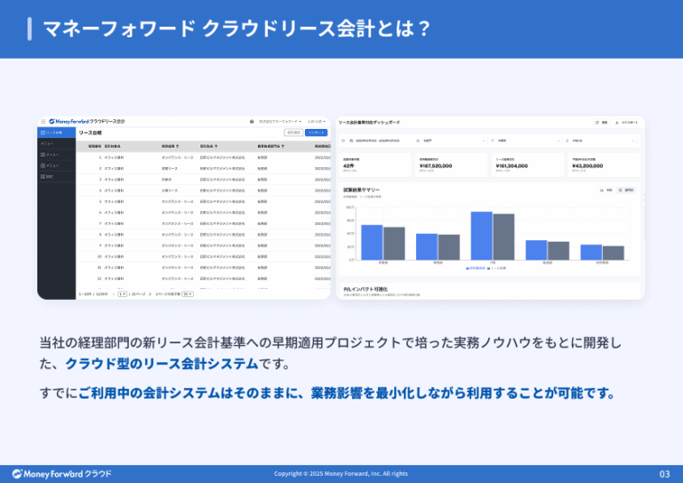 マネーフォワード クラウドリース会計特長