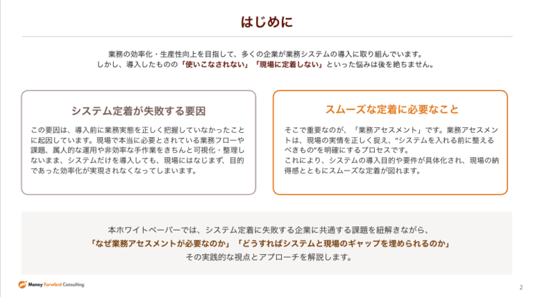 導入の前に“現場”を見直す業務アセスメントのススメ