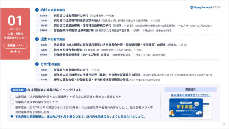 人事・労務の年間業務カレンダー2026年版