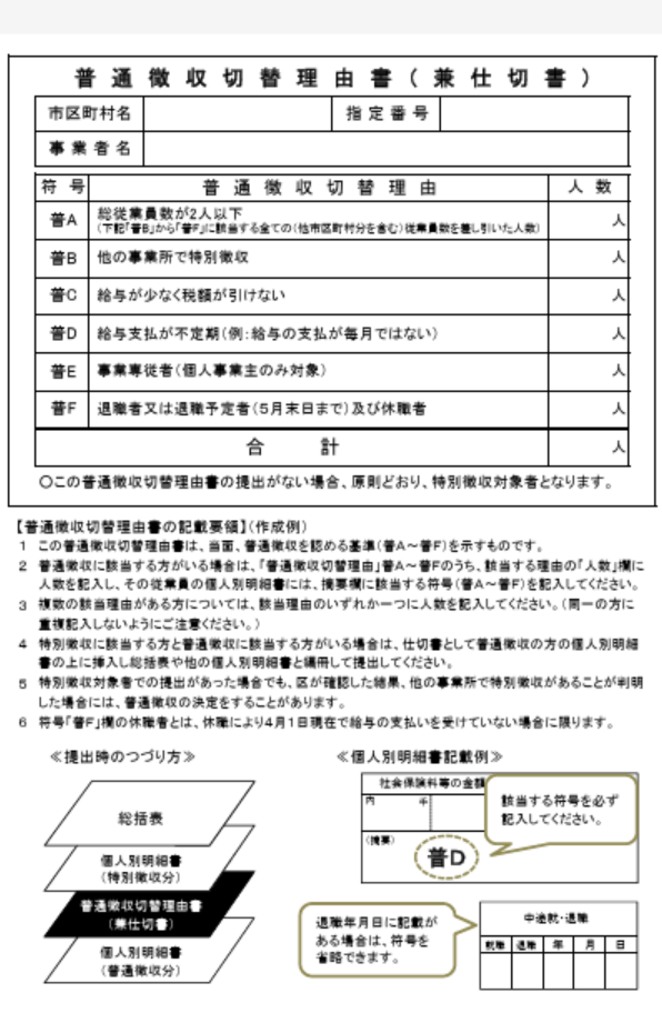 普通徴収切替理由書2
