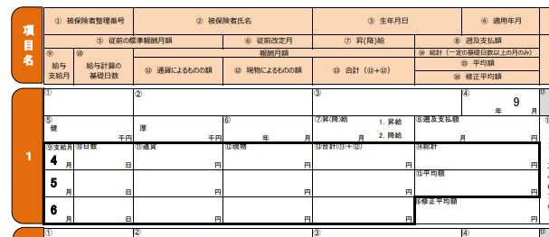 被保険者報酬月額算定基礎届70歳以上被用者算定基礎届