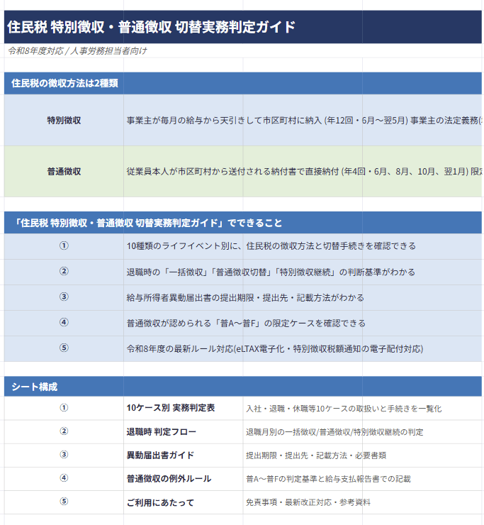 住民税 特別徴収・普通徴収 切り替え実務判定ガイド