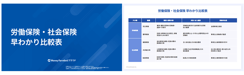 労働保険・社会保険 早わかり比較表