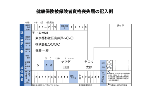 被保険者資格喪失届の記入例