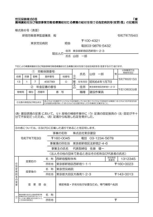 労災 6号様式 記入例