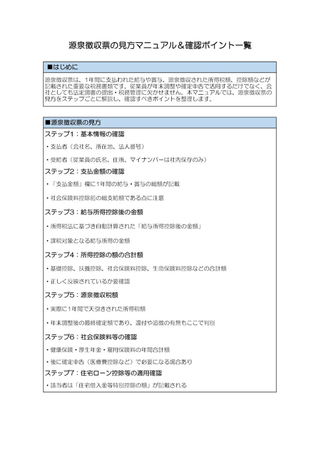源泉徴収票の見方マニュアル＆確認ポイント一覧
