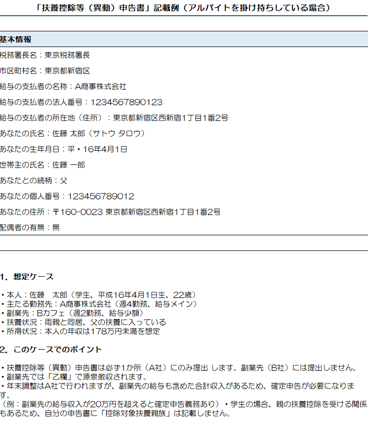 ダブルワーク 年末調整の記載例・書き方ガイド