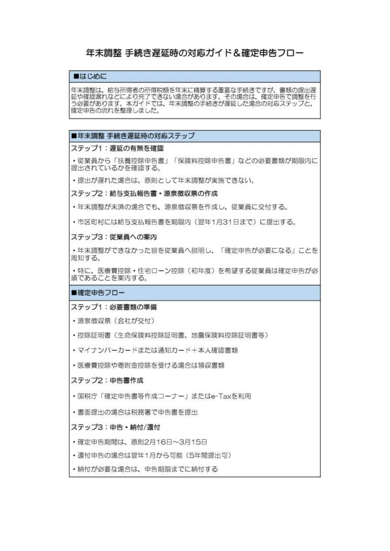 年末調整 手続き遅延時の対応ガイド＆確定申告フロー