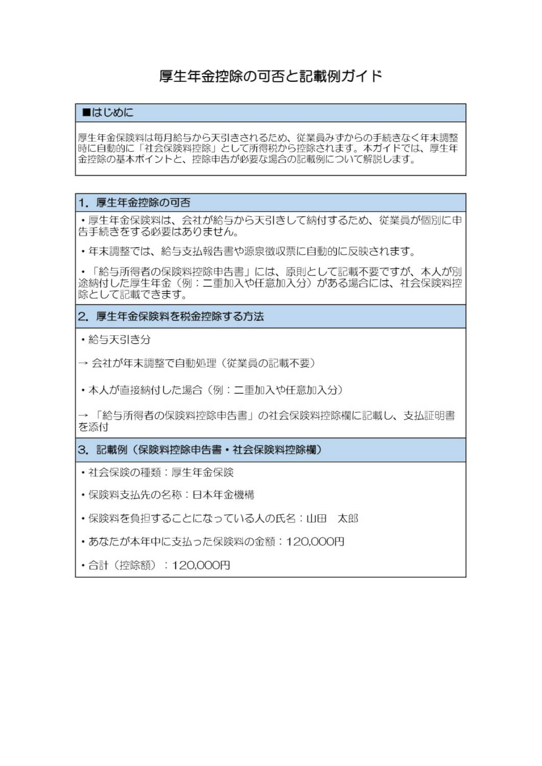 厚生年金控除の可否と記載例ガイド