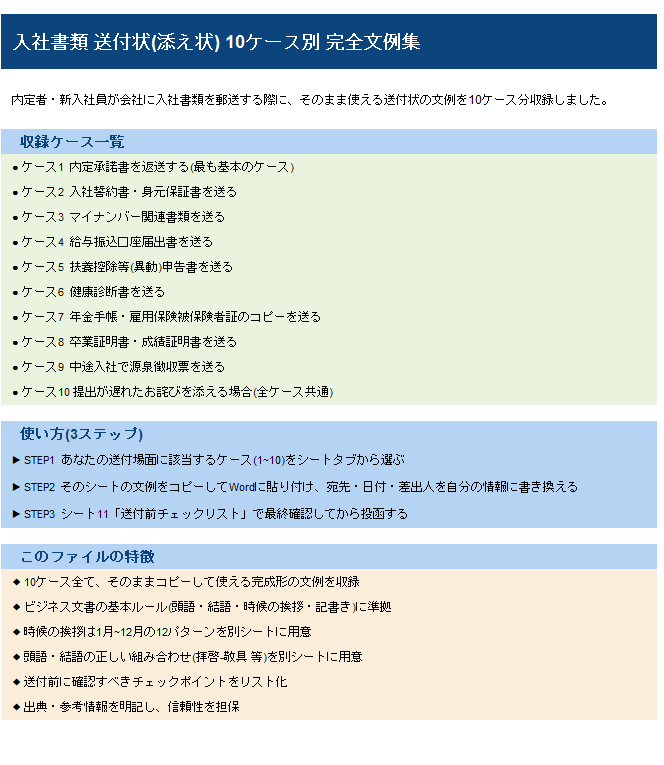 入社書類 送付状_10ケース別完全文例集