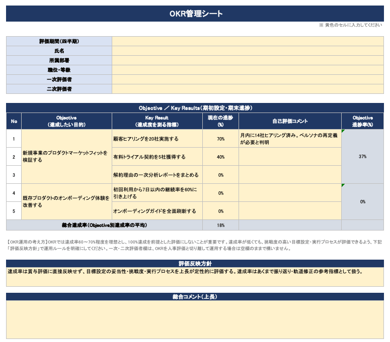 OKR管理シート