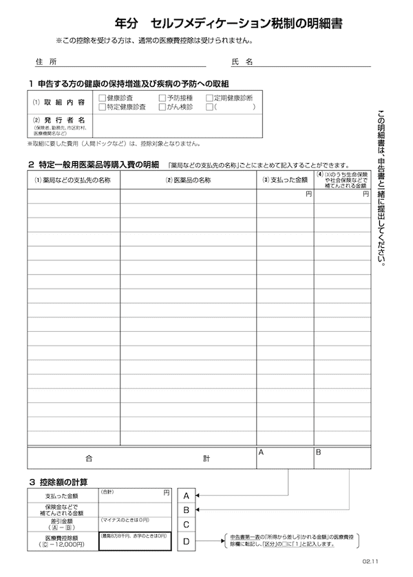 セルフメディケーション税制の明細書