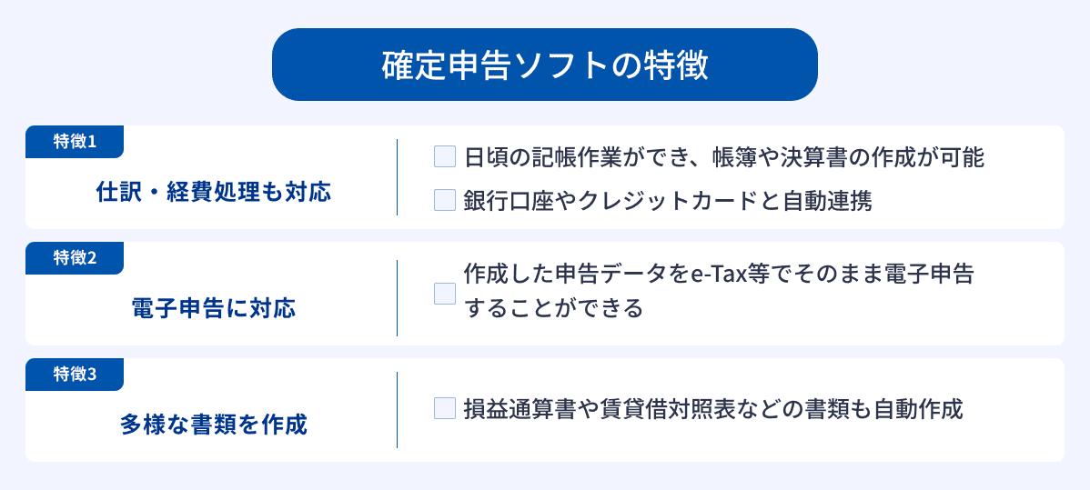 確定申告ソフトの特徴