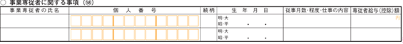 事業専従者に関する事項