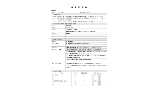 ネットショップ 事業計画書テンプレート