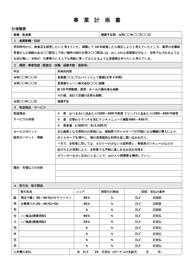事業計画書_居酒屋
